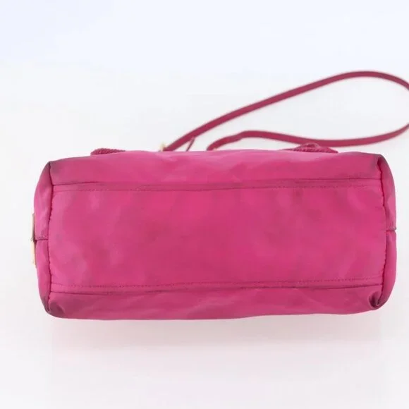 PRADA Hand Bag Nylon 2way Pink Gold Auth